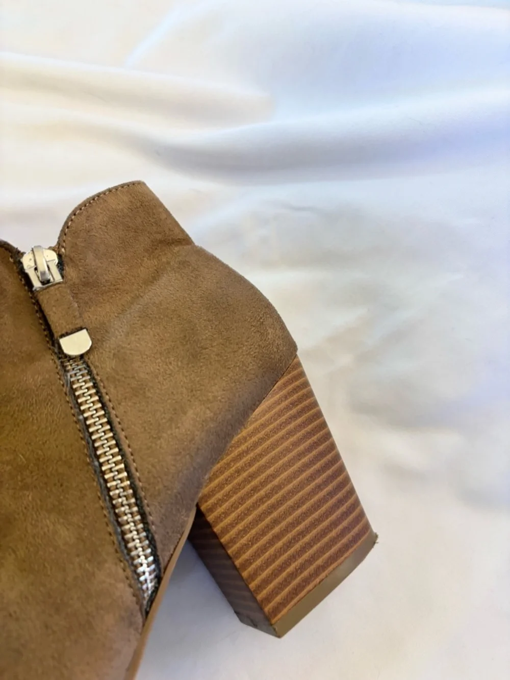 Style & Co. Taupe faux Suede Ankle Booties with Stacked Heel